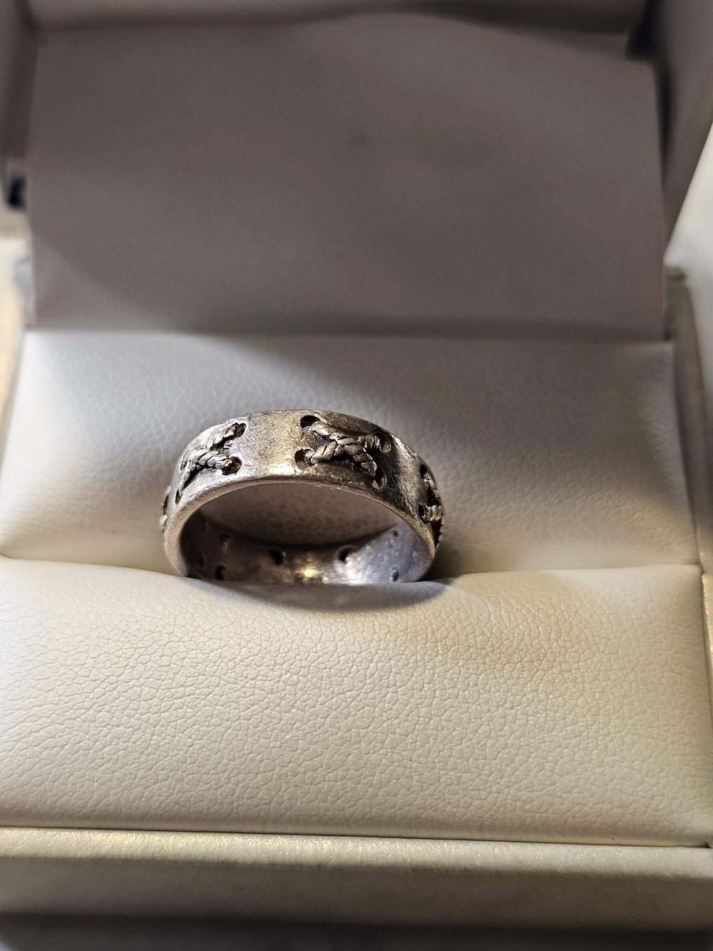 Sterling Silver 925 Band Ring with Rope Design Size 6½